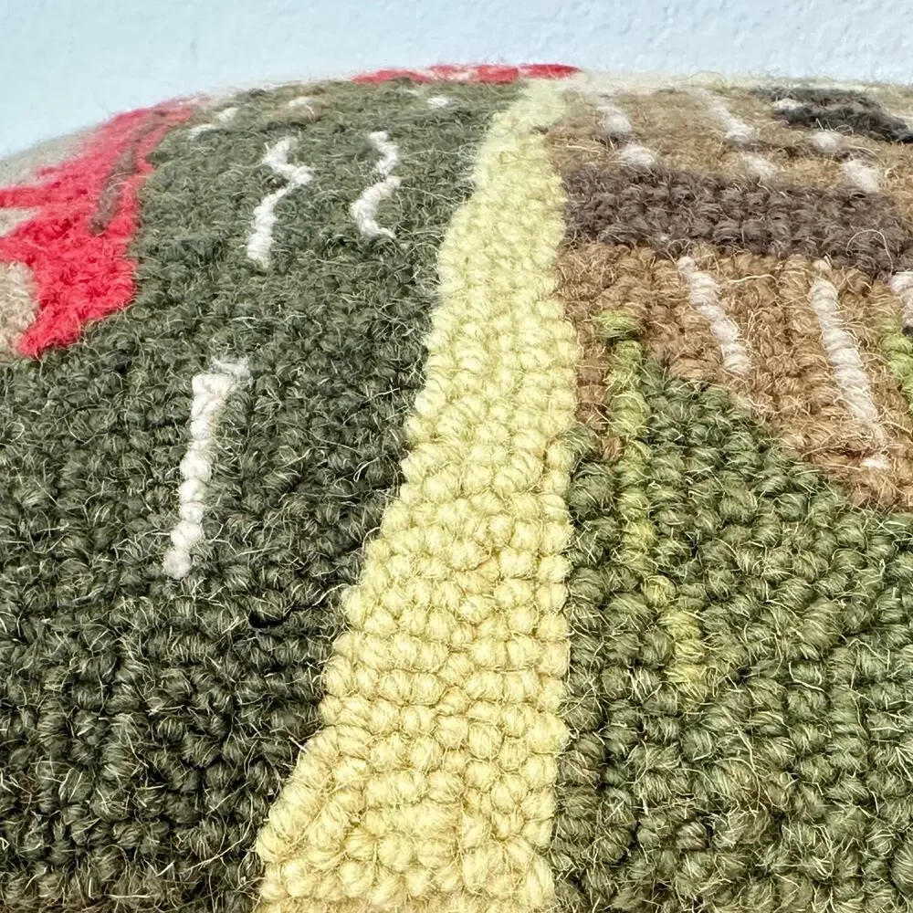 Hooked Wool Throw Pillow 14x14 Dog Canoe Lake House Cabin Trees Forest Classic